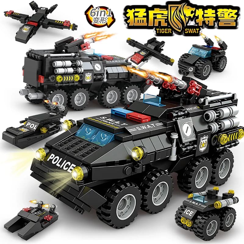 Urban SWAT Armored Vehicle Building Blocks Military Tank Police Car Construction Set Boys DIY Toys Christmas Birthday Gift - 6