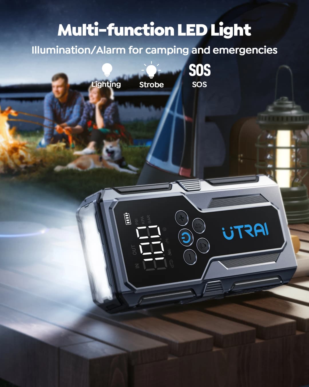 UTRAI 4 in 1 1500A Car Starter Jump 150PSI Electric Tire Pump Portable Power Bank Emergency Booster Car Electronics Accessories - 6