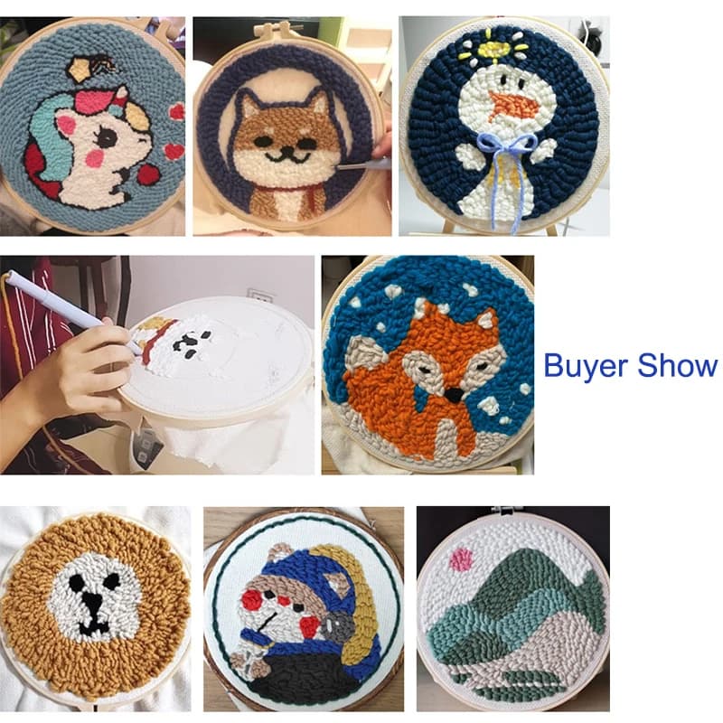 مجموعة بدء تطريز إبرة اللكم للمناظر الطبيعية 20x20 سم للبالغين مجموعة DIY مجموعات تطريز اللكم هدية حرفة مريحة لديكور المنزل - 5