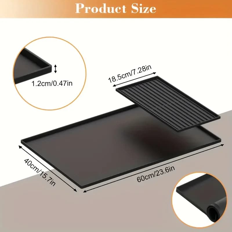 2-in-1 Silicone Coffee Bar Mat - XX-Large Non-Slip Counter Protector (60x40cm) Heat Resistant for Espresso/Cafe/Home Kitchen - 3