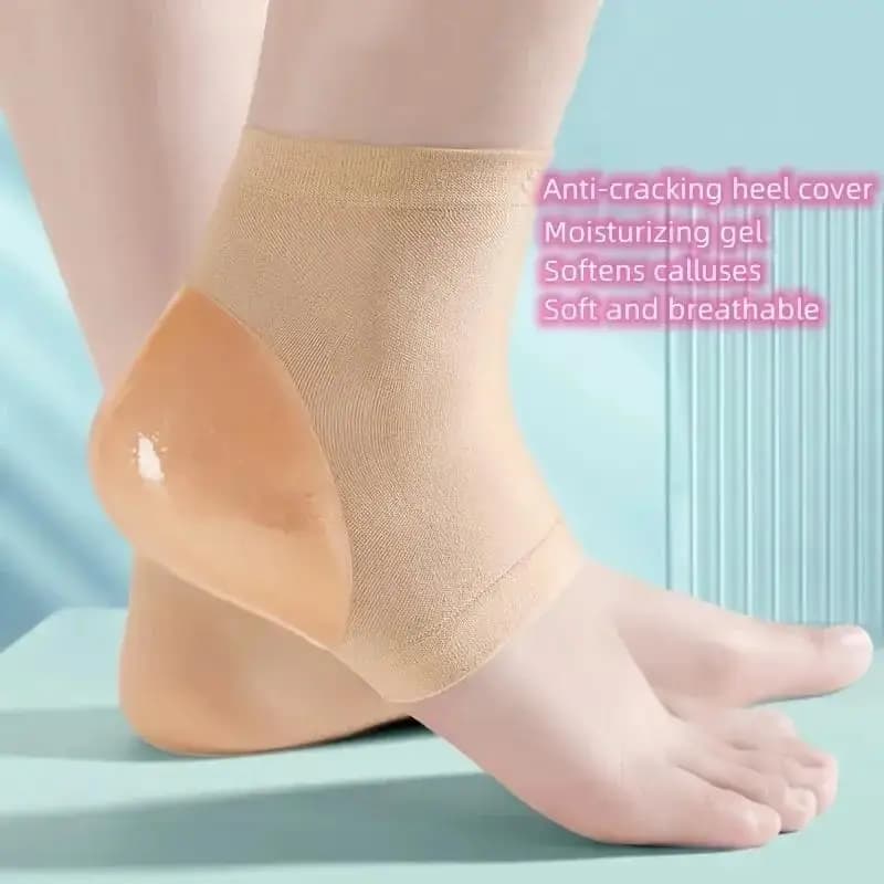 1/3/5 pairs Heel Protective Foot Cover Heels Socks Silicone Anti-Crack Moisturizing Unisex Pain Relief Feet Care Sock Black - 4