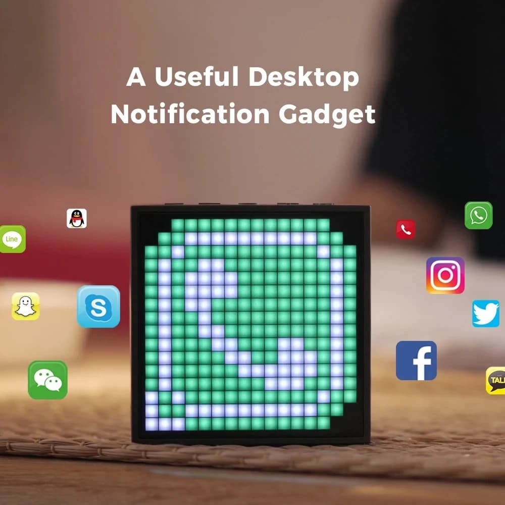 سماعة بلوتوث محمولة Timebox Evo مع منبه وساعة وعرض LED قابل للبرمجة لإنشاء فن البكسل، هدية فريدة - 5