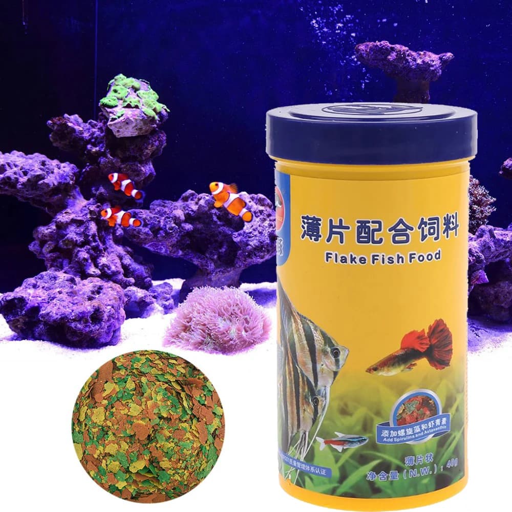 حبيبات طعام أسماك صغيرة، غذاء متوازن غني بالبروتين والسبيرولينا، يعزز اللون، مثالي للأسماك الزينة - 2