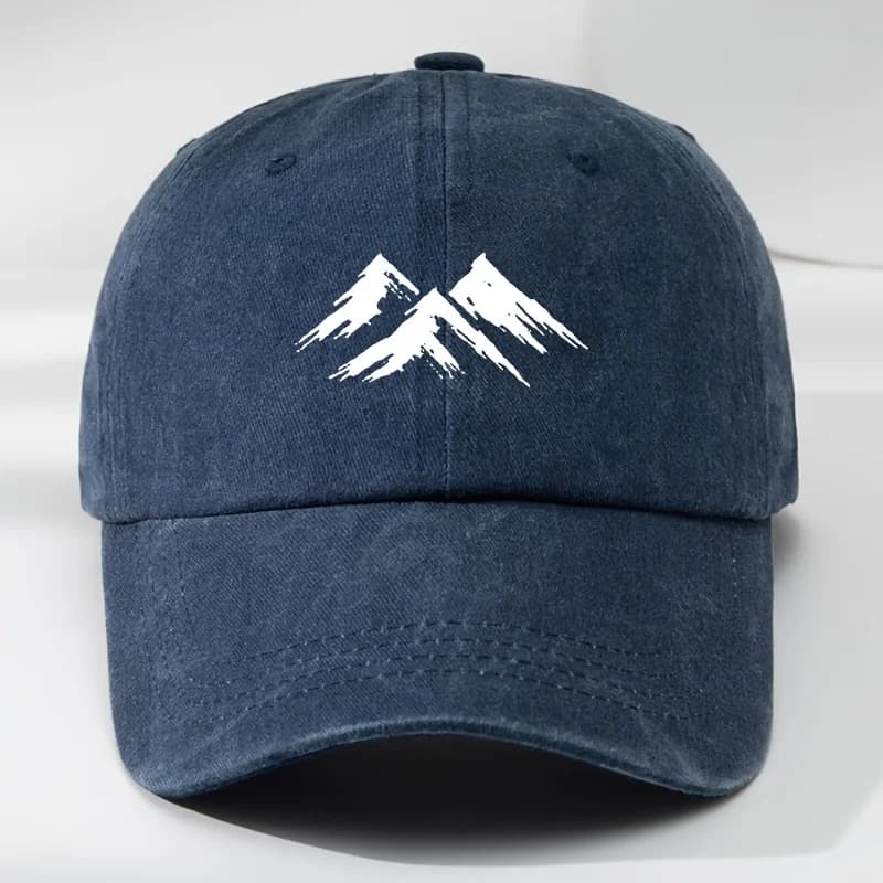 Interesting baseball cap, mountain print, outdoor men's casual sports, breathable duckbill cap, washed retro sun hat - 3