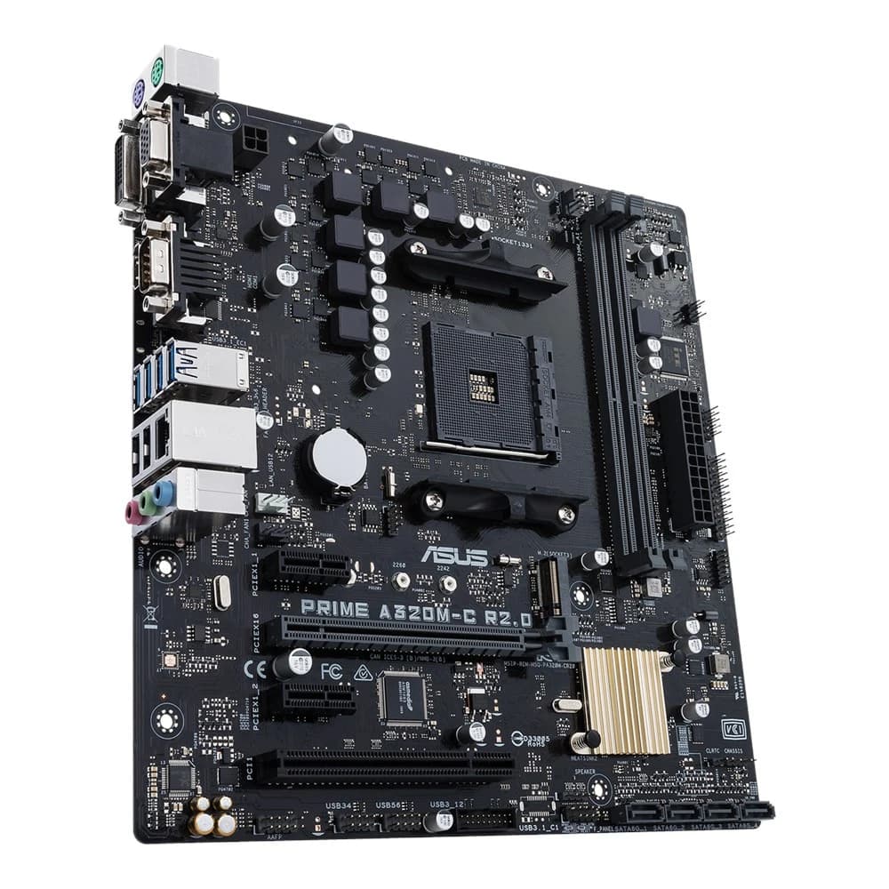 لوحة أم ASUS PRIME A320M-C R2.0 مقبس AM4 شريحة A320M ذاكرة DDR4 حتى 32 جيجابايت دعم M.2 متوافق مع معالجات Ryzen 5 5600 وRyzen 5700 وRyzen 2600 وRyzen 7 3700 مقاس Micro ATX - 3