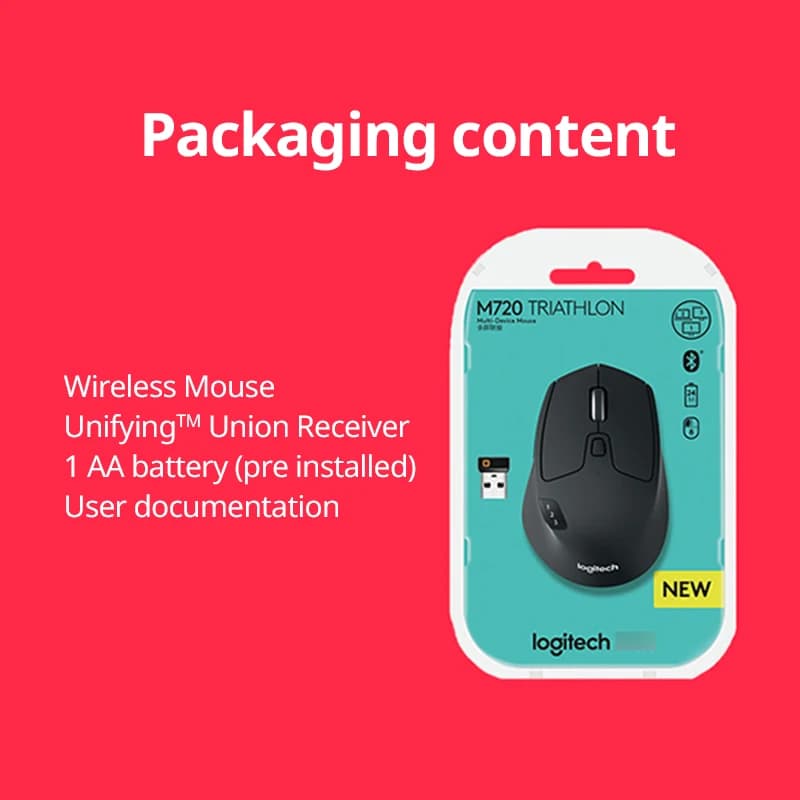 Logitech M720 Triathlon Multi-Device Wireless Mouse Bluetooth Unifying Receiver Ergonomic 8 Buttons Office Mouse for Laptop PC - 6