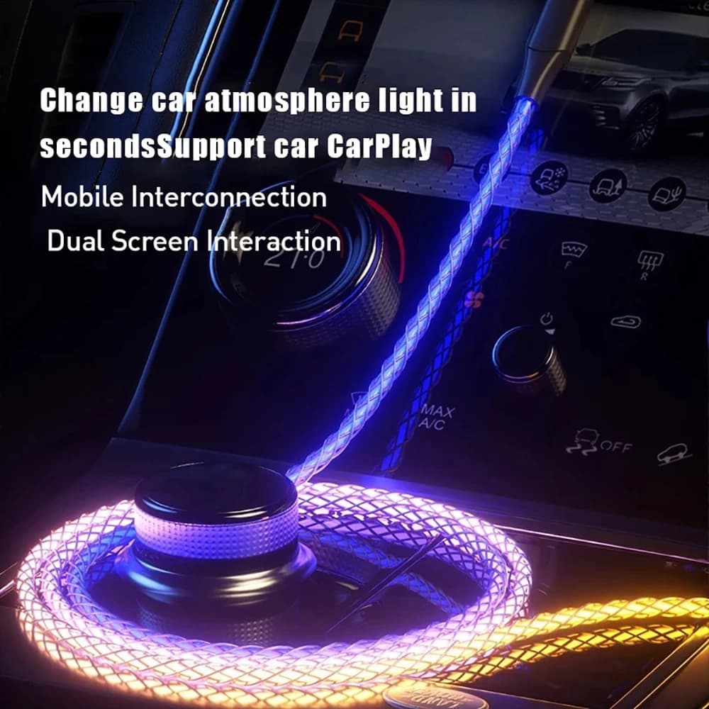 66 واط 6A نوع C كابل شحن RGB LED USB C سلك شحن سريع ل Xiaomi K60 الترا سامسونج آيفون 15 برو هواوي PD النايلون مضفر - 5