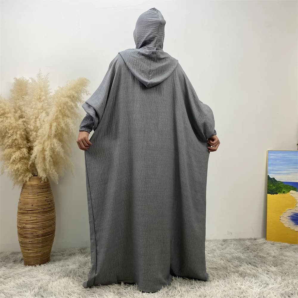 عبايات نسائية 12 لونًا ملابس صلاة إسلامية لرمضان مع جلابة بغطاء للرأس وأكمام تشبه جناح الخفّاش رداء عربي للعيد جلاب - 4