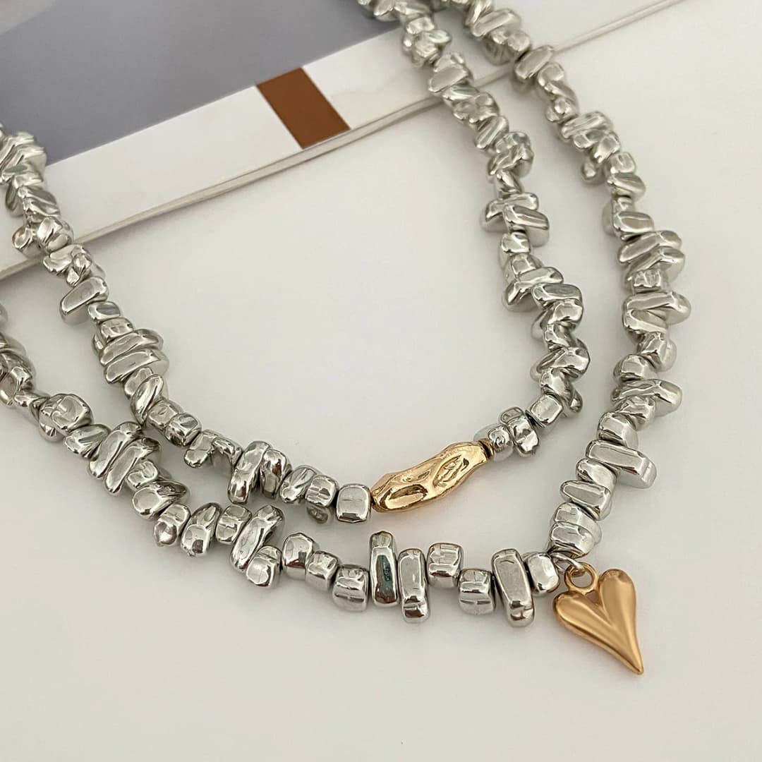 قلادة على شكل قلب بسيطة رترو 2025 متعددة الطبقات حلوة إبداعية غير منتظمة على شكل خيط أسلوب فتاة موضة مجوهرات عيد ميلاد - 4