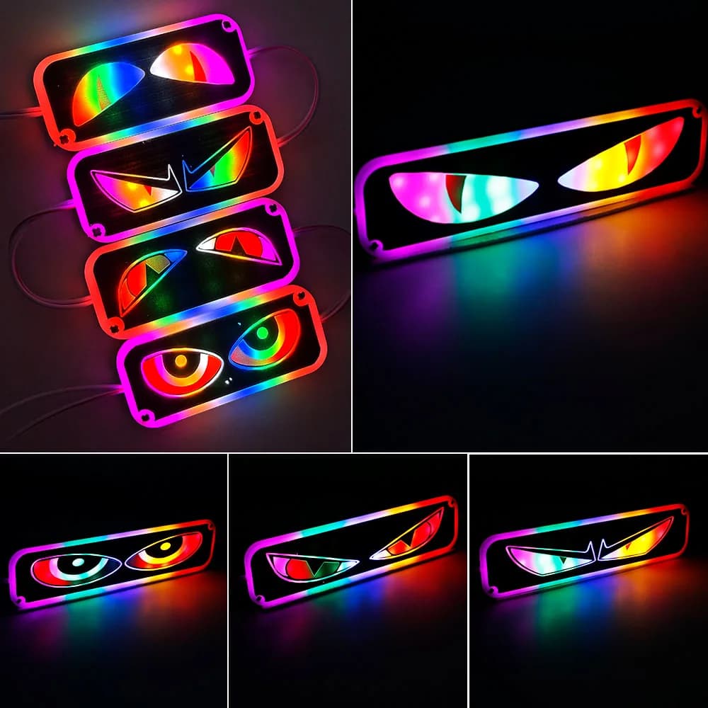 قطعة واحدة وحدة عين شريرة LED RGB إضاءة تحذير ستروب عين شيطان مصباح طوارئ وماض للسيارات والدراجات النارية - 6