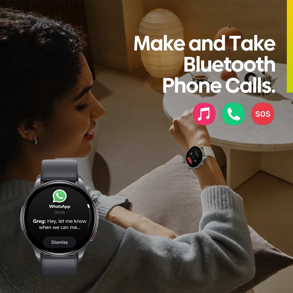 ساعة ذكية جديدة Zeblaze Btalk 3 مزودة بنظام تحديد المواقع العالمي (GPS) وشاشة AMOLED مقاس 1.43 بوصة وحزام مزدوج ومكالمات بلوتوث وساعة رياضية لتتبع معدل ضربات القلب ومستوى الأكسجين في الدم والإجهاد - 4