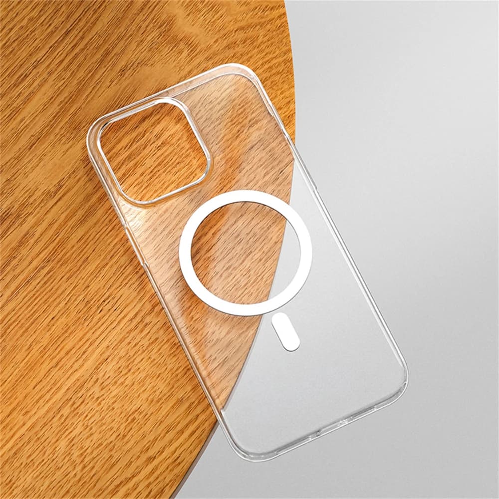 غطاء مغناطيسي رقيق جداً من البولي كربونات الصلب عالي الدقة الشفاف، مناسب لهواتف iPhone 17 Pro Max و16 و15 و14 Plus و13 و12، غطاء شحن لاسلكي شفاف لماج سيف - 6