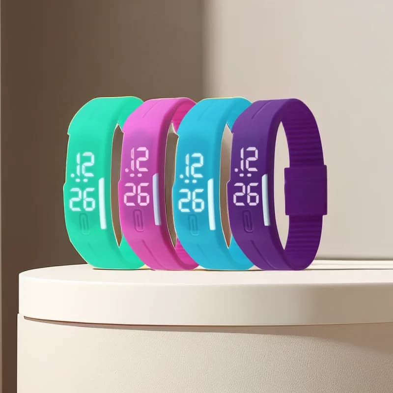 ساعات رقمية رياضية للأطفال والنساء، سوار سيليكون ساخن، شاشة LED، ساعات معصم للأولاد والبنات، ساعة رجالية - 6