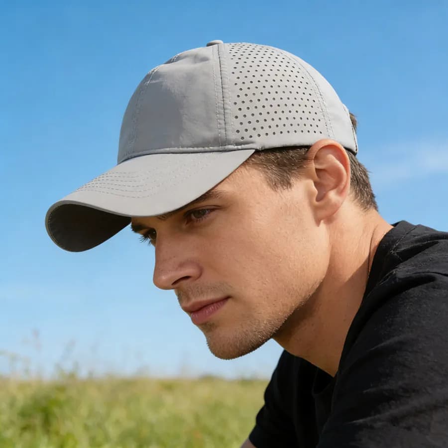 New Summer Lightweight Perforated Breathable Quick-Dry Adjustable Baseball Cap, Unisex for Hiking and Sun Protection