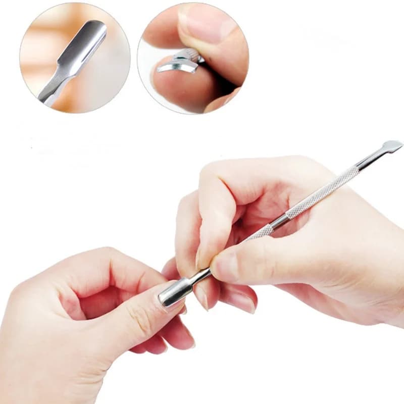 1Pcs Stainless Steel Double Head Cuticle Pusher for Manicure Tools for Nails Art Non-Slip Nail Cuticle Remover Accessories - 2