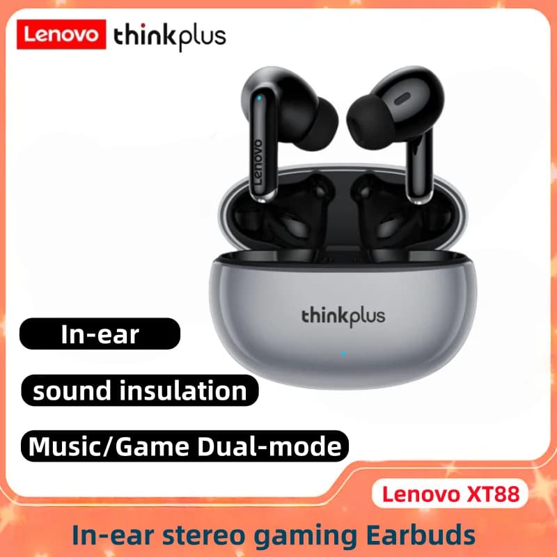 سماعات بلوتوث لينوفو ثينك بلس XT88 داخل الأذن مع ميكروفونين، تقليل الضوضاء الاستريو، سماعات لمس HIFI باس