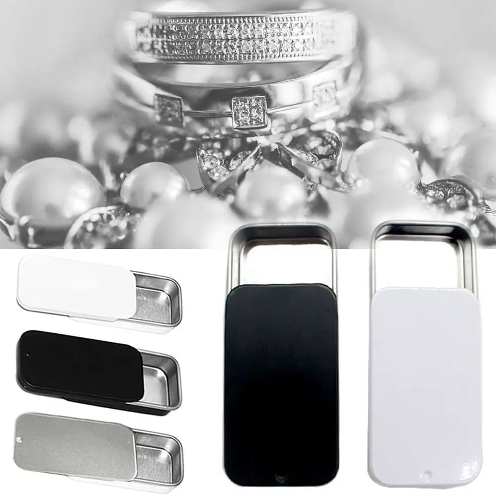 علبة قصدير صغيرة مستطيلة فارغة علبة دفع للحلوى والأقراص علبة حاويات مفصلية من الألمنيوم منظم صغير صندوق تخزين - 4