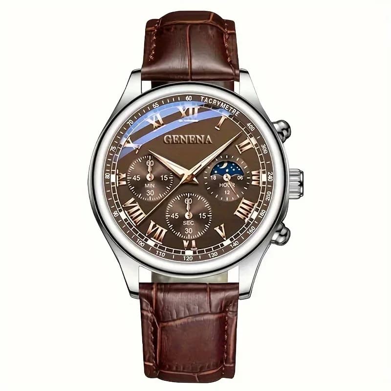 Fashion Roma Dial Men Business Watches Casual Leather Strap Male's Analog Quartz Wristwatch Reloj Hombre（Without Box） - 6