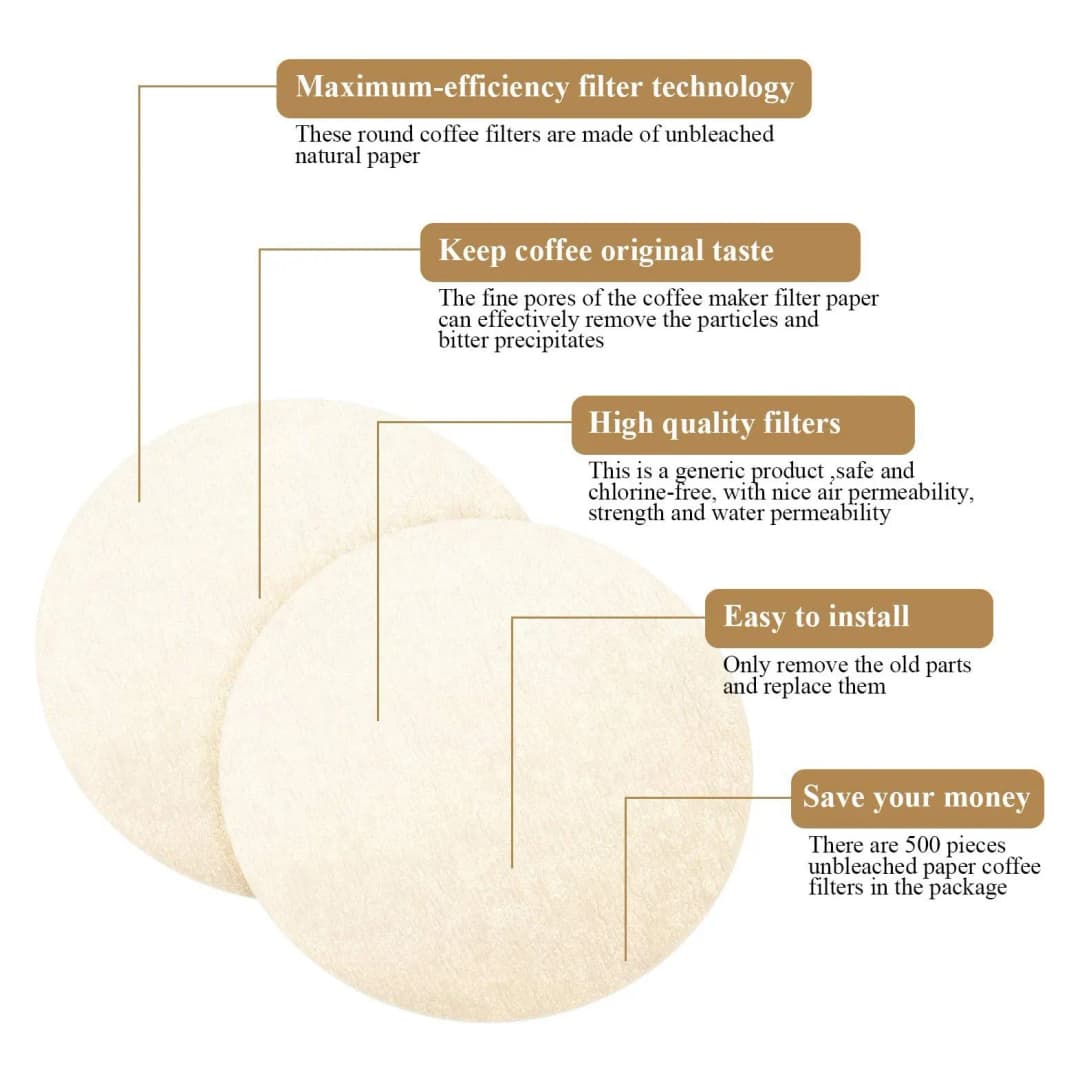 500 قطعة فلاتر ورقية مستديرة استبدال فلاتر صانع القهوة يمكن التخلص منها ل Aerobie Aeropress صانعي القهوة والإسبريسو - 2