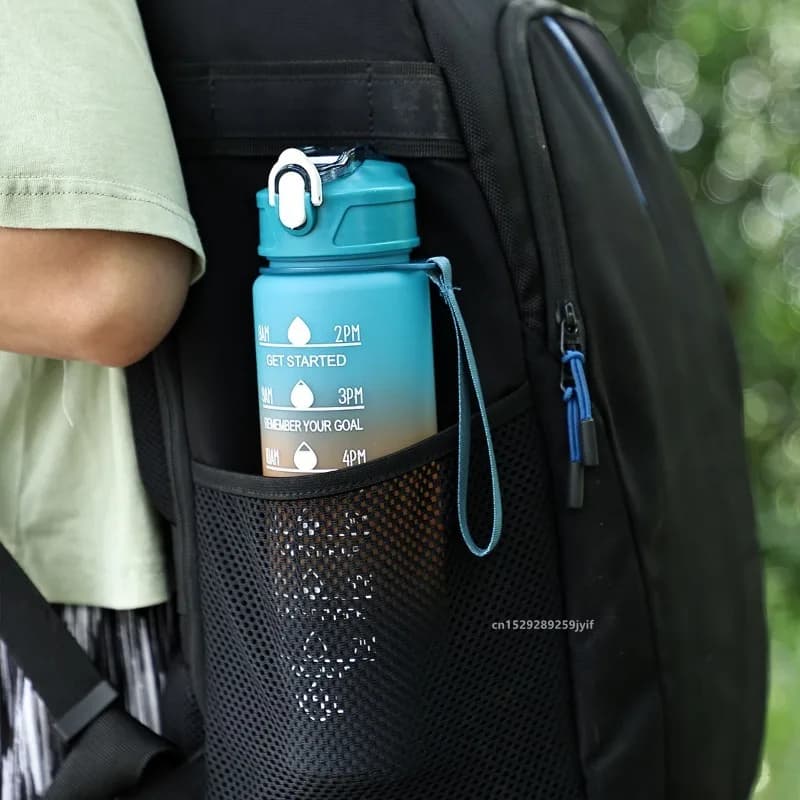 1pc Gradient Sports Water Bottle with Straw & Time Marker for Outdoor Fitness Hiking & Gym Leakproof Travel Water Bottle - 6