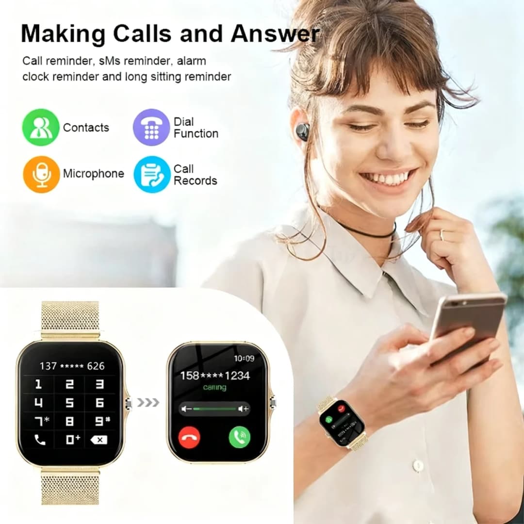 LAXASFIT New Smart Watch HD Display Answer Call Make Calls Message Preview Sport Modes Smartwatch DIY Dial Men Women - 4