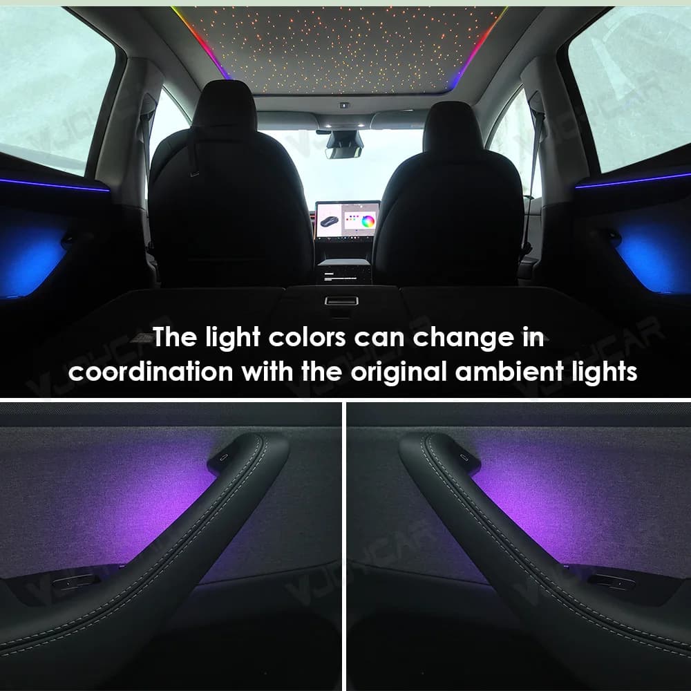 إضاءة محيطة جديدة لمقبض باب موديل Y جونيبر، إضاءة جيب باب موديل 3 هايلاند، مصباح LED داخلي للسيارة - 4