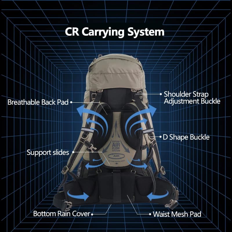 Naturehike 70L Camping Backpack Ergonomic Large Capacity Hiking Bags For Man With Rain Cover Outdoor Travel Trekking Backpacks - 4
