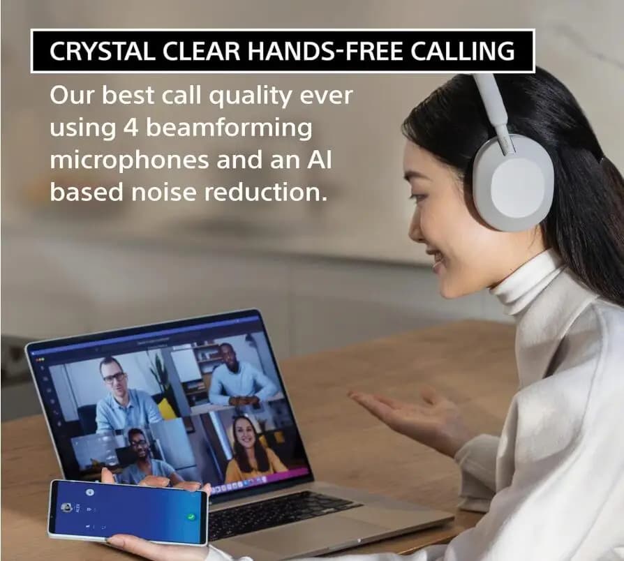 سوني WH-1000XM5 سماعات رأس عازلة للضوضاء متقدمة، محسن NC تلقائي، عمر بطارية 30 ساعة، تحكم صوتي أليكسا، أسود - 3