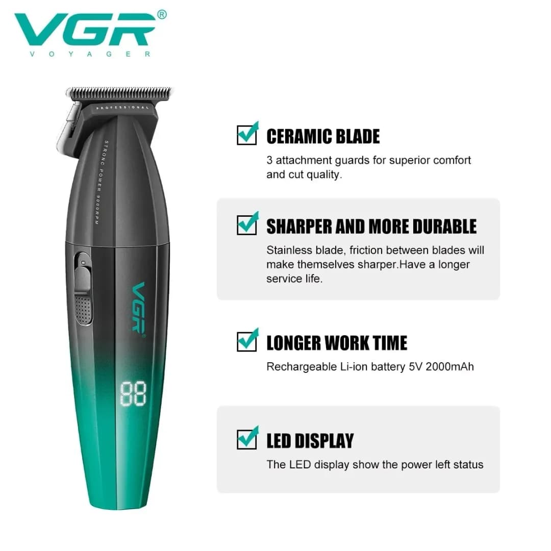 VGR Hair Clipper Cordless Hair Trimmer Professional Hair Cutting Machine Electric 9000 Rpm Haircut Clipper for Men V-003 V-906 - 4