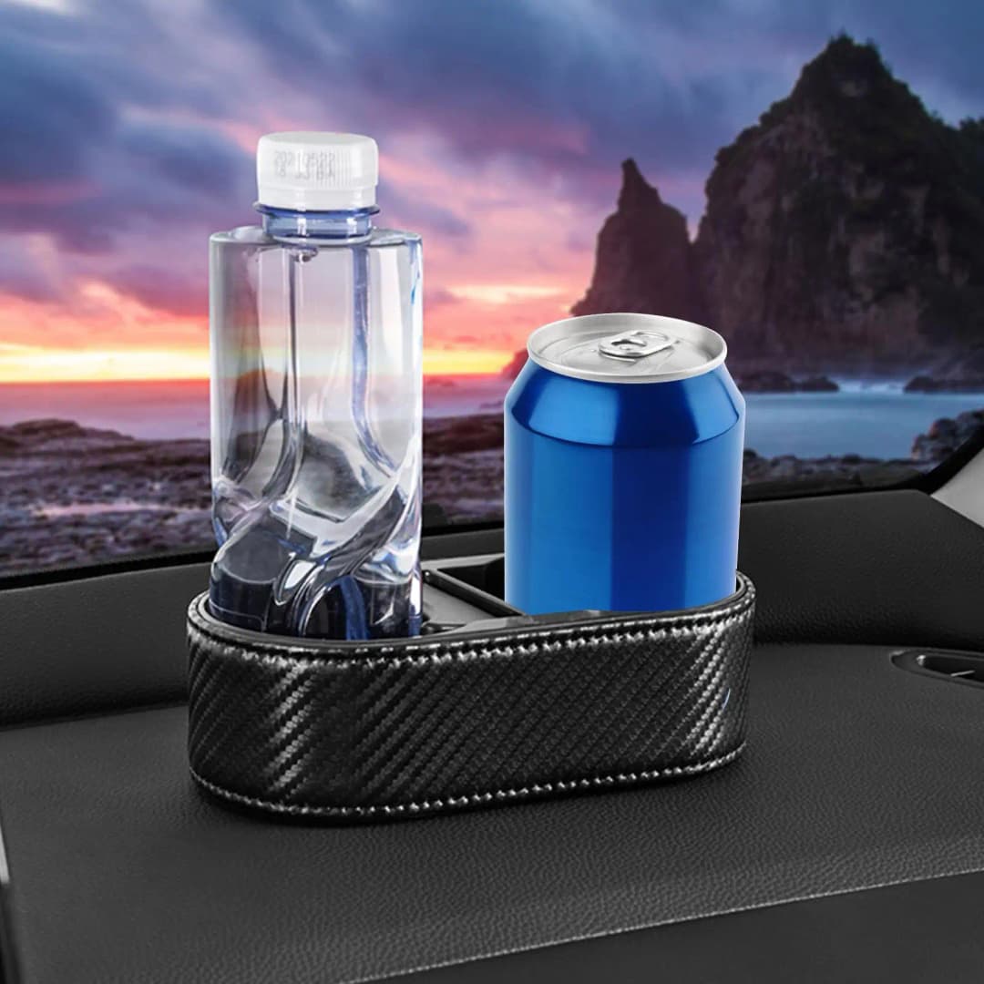حامل مشروبات مزدوج للسيارة، حامل أكواب ثابت للسيارة، منظم وحدة التحكم، حامل مشروبات مقاوم للانزلاق للسيارة - 3