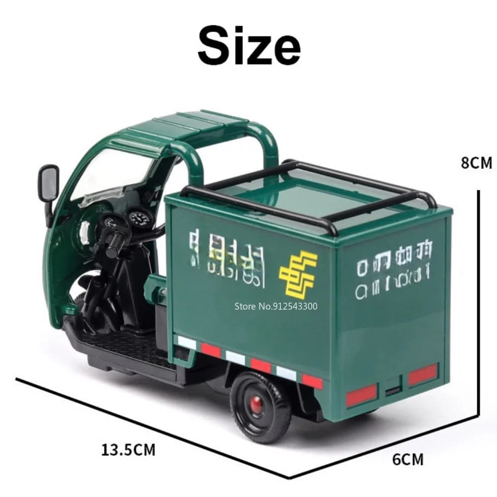نموذج سيارة توصيل سريع ثلاثية العجلات 1/32 لعبة عجلات أمامية قابلة للتوجيه صوت وإضاءة سحب للخلف نماذج مركبات هدايا للأطفال - 5