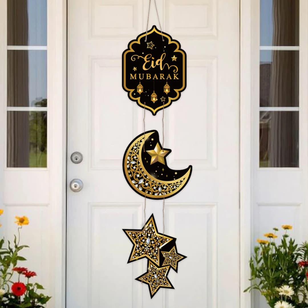زينة عيد مبارك، تعليقة باب رمضان 2025، ديكور منزلي، رمضان كريم، حفلة إسلامية، عيد الأضحى