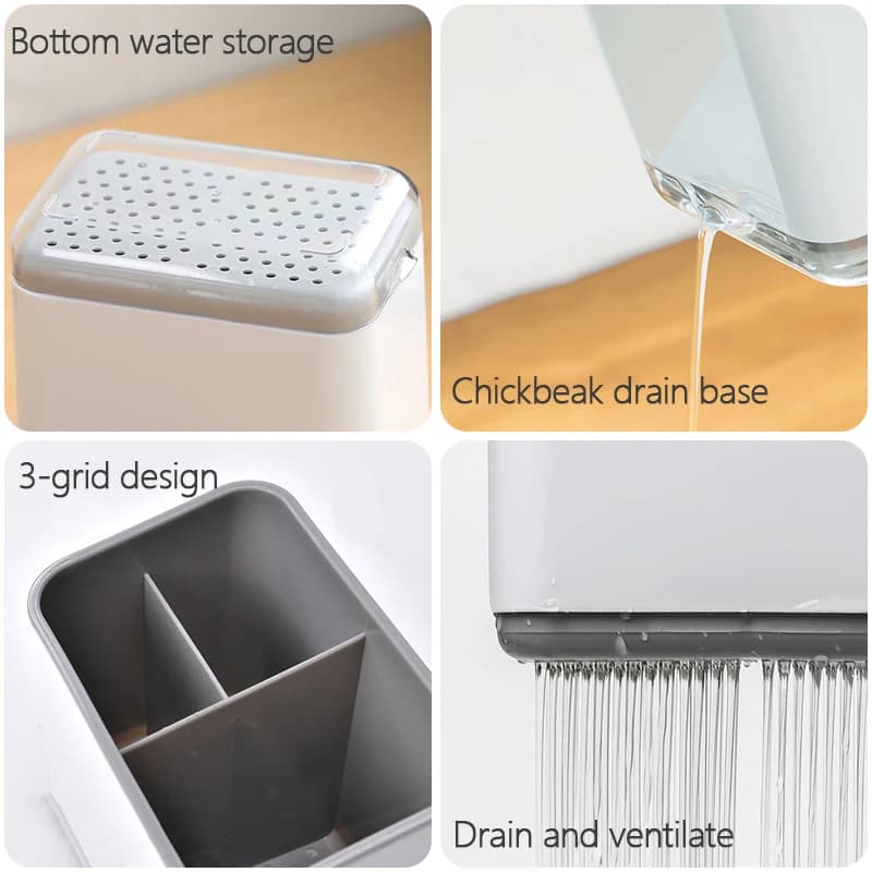 قطعة واحدة من حامل الأعواد القابلة للفصل بطبقتين، حامل تخزين متعدد الوظائف للشوك والملاعق، منظم أدوات المائدة، إكسسوارات المطبخ - 5