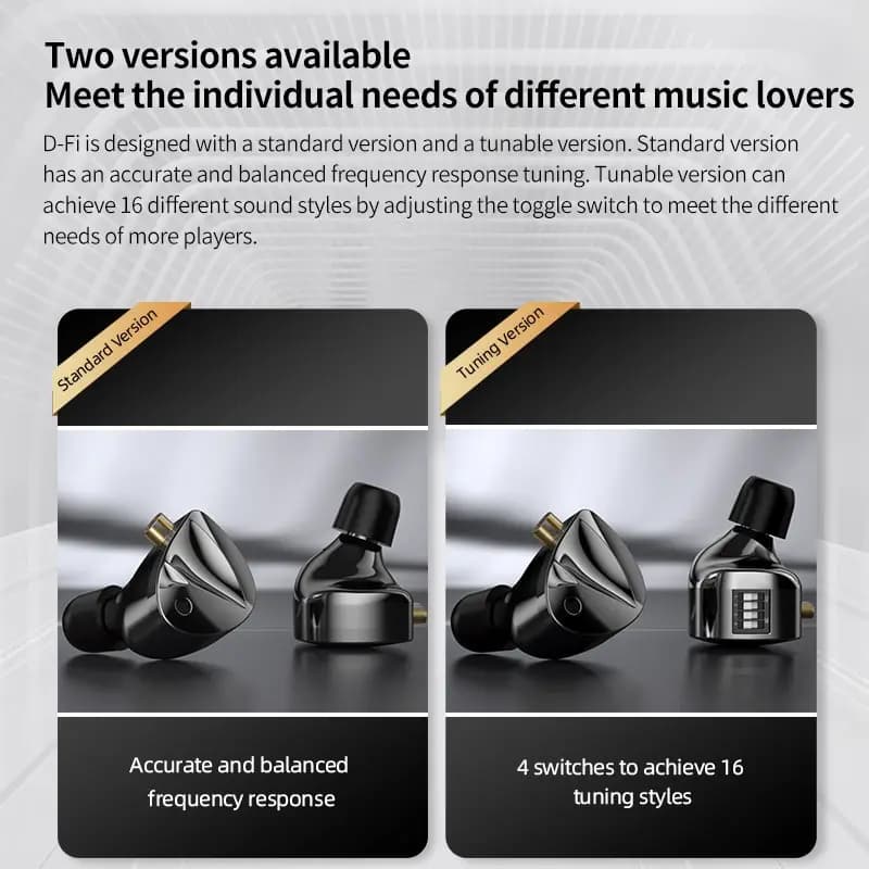 KZ D-Fi Earphones HIFI Bass Earbuds Monitor 4-Level Tuning Switch Headphone Sport Stereo Sound Noise Reduction Headset - 4