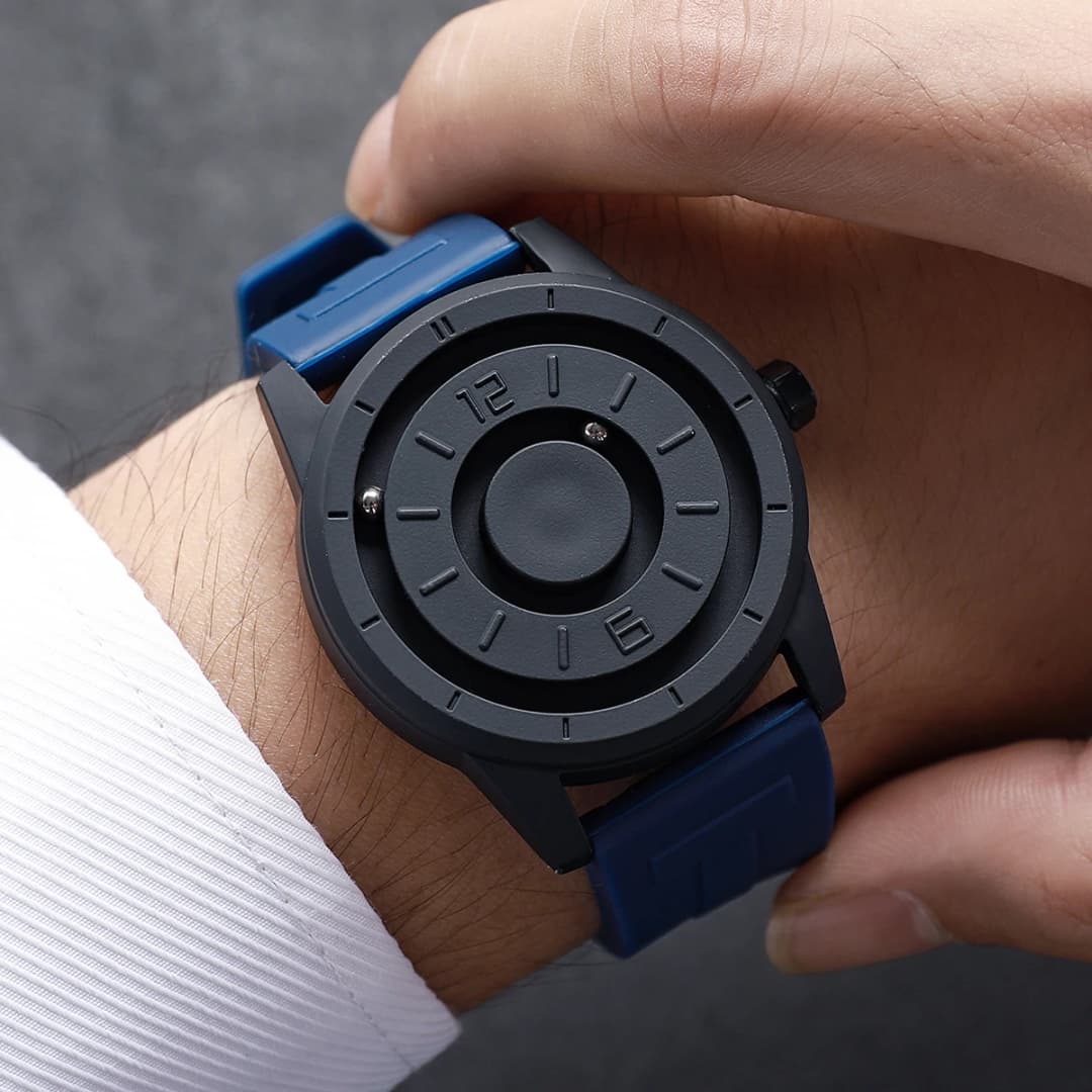 ساعة يد كوارتز للرجال بتعليق مغناطيسي، حزام سيليكون، ريلوج هومبر (بدون علبة) - 3
