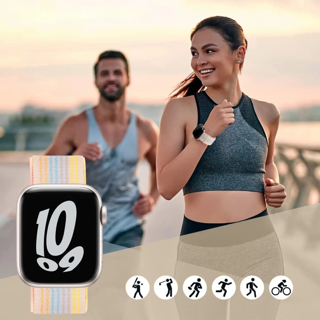 حزام حلقة نايلون لسوار ساعة أبل 46 ملم 40 ملم 44 ملم 45 ملم 42 ملم 41 ملم 38 ملم سوار حزام ذكي لساعة آي واتش ألترا 49 ملم 8/7/6/SE/5/4 - 5