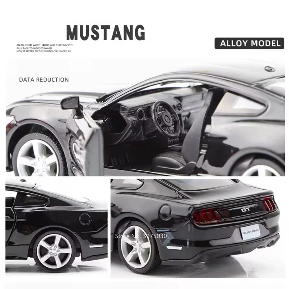 1:36 Alloy Ford Mustang Batmobile Toy Models Cars Doors Opened Rubber Tires Miniature Car Wheel Pull Back Vehicle Model Ornament - 3
