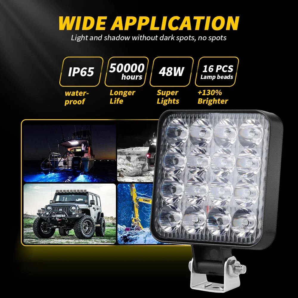 شريط إضاءة LED 48 واط إضاءة عمل شريط إضاءة LED للسيارة جرار قارب شاحنة 4X4 كشاف WD SUV ATV إضاءة LED أمامية للطرق الوعرة - 6