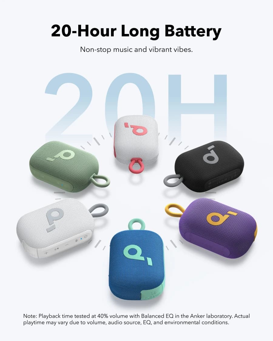 سماعة استحمام بلوتوث Soundcore Select 4 Go من Anker، مقاومة للماء/الغبار IP67، سماعة محمولة فائقة، وقت تشغيل 20 ساعة - 2