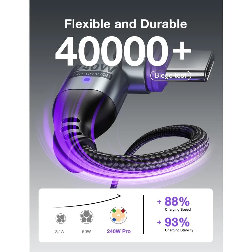 AUFU 16pin 180 Rotate Magnetic Cable 240W Fast Charging Micro USB Type C Cable For iPhone Xiaomi Samsung Magnet USB Phone Cable - 6