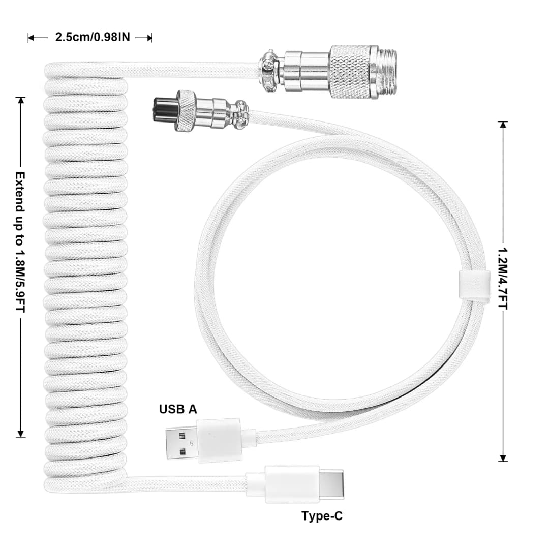 USB Type C Mechanical Keyboard Coiled Cable Hardware Linker Usb GX16 Aviation Mechanical Cable Spiral Gaming Usb Keyboard Cable - 4