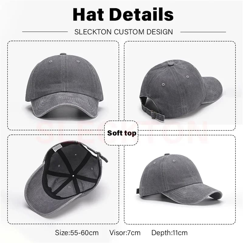 SLECKTON Custom Logo Retro Baseball Cap for Men and Women DIY Design Letter Embroidery Hat Customize Cap Graphic Print Wholesale - 2