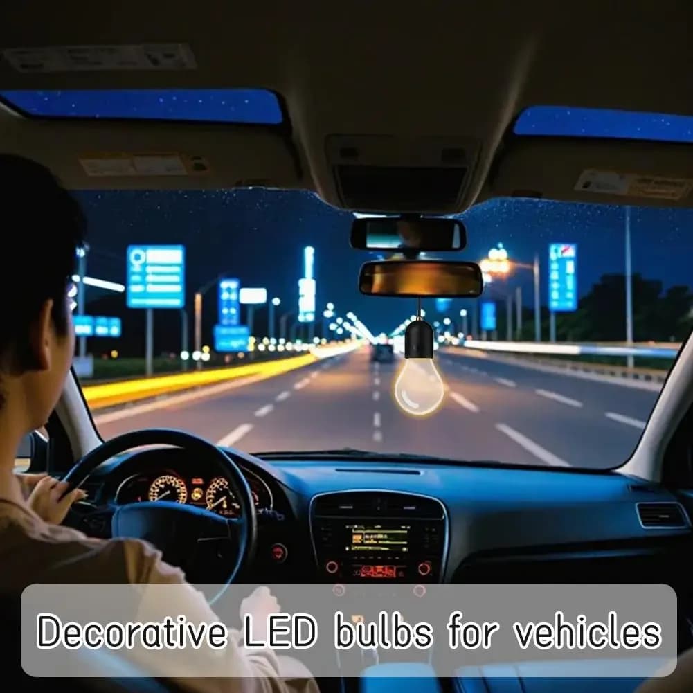 Retro Small Bulb LED Car Hanging Ornament Interior Ambient Lighting 2 Light Modes For Long Trips Daily Use Auto Decor Accessory - 4