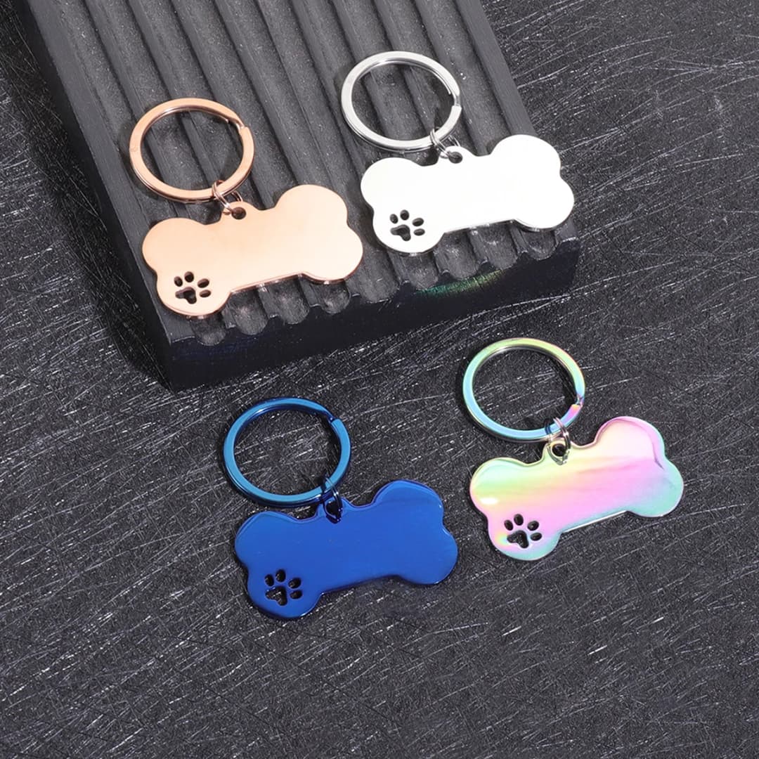 بطاقات تعريف مخصصة للكلاب والقطط مع نقش بالليزر للاسم والعنوان والرقم، قلادة على شكل عظمة - 2