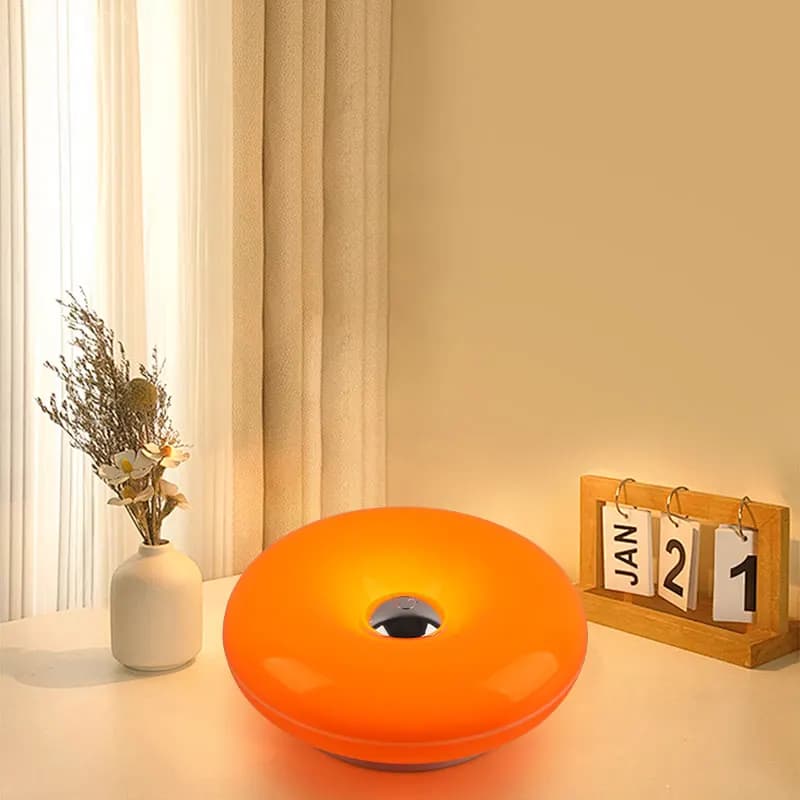 Creative Donut-Shaped Table Lamp, Wall-Mounted, Rechargeable, with Three Color Temperatures, Suitable for Decorative Lighting in Living Rooms, Bedrooms, Dining Areas, Etc.