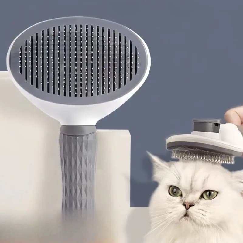 Cat Dog Grooming Brush Professional Deshedding Tool for Long-Haired Pets Anti-Tangle Stainless Steel Comb Ergonomic Handle - 2