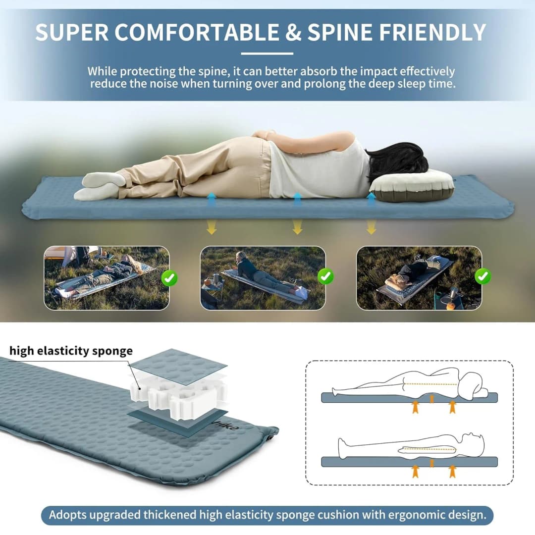 Naturehike Inflatable Mat Ultralight R2.1Air Mattress Sleeping Pad with Foam for Camping Backpacking Hiking Traveling Portable - 2