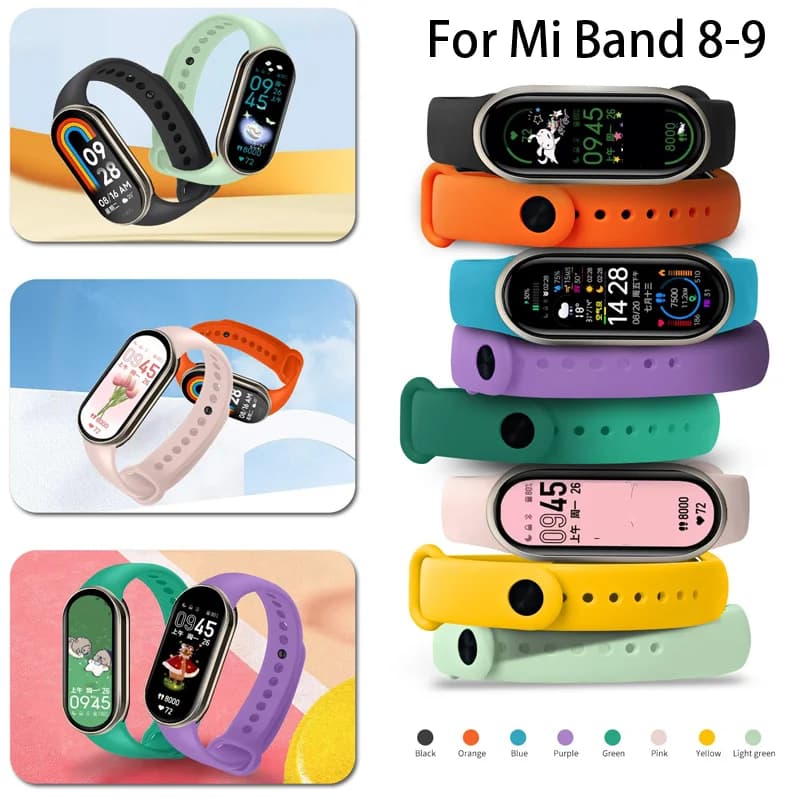 حزام رياضي لشاومي Mi الفرقة 8-8 NFC استبدال miband9/8 سيليكون سوار مقاوم للماء الساعات كوريا mi الفرقة 9 اكسسوارات
