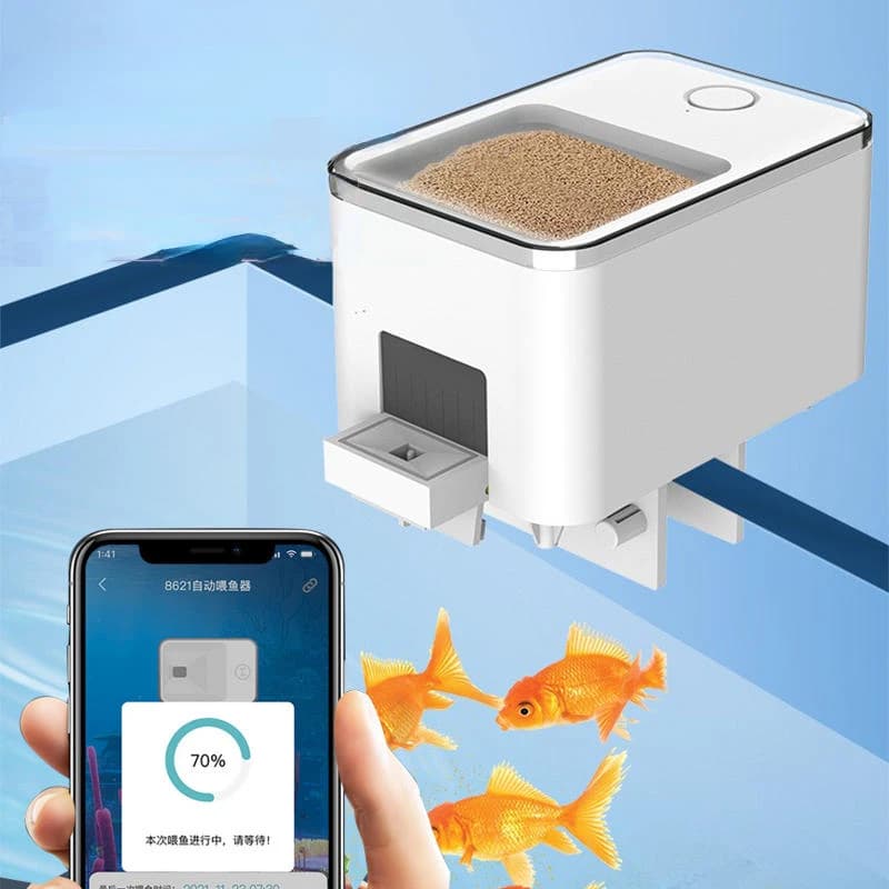 مغذي تلقائي لحوض أسماك مع توقيت/واي فاي لاسلكي تطبيق هاتف ذكي سماعة ذكية تحكم صوتي عن بعد لتغذية الأسماك - 2