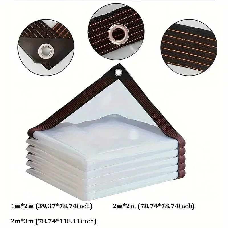 أقمشة شفافة مع حلقات - مشمع شفاف للحدائق الخارجية وحماية نباتات الدفيئة والفناء والسقف والشرفة وبيت الدجاج - 6